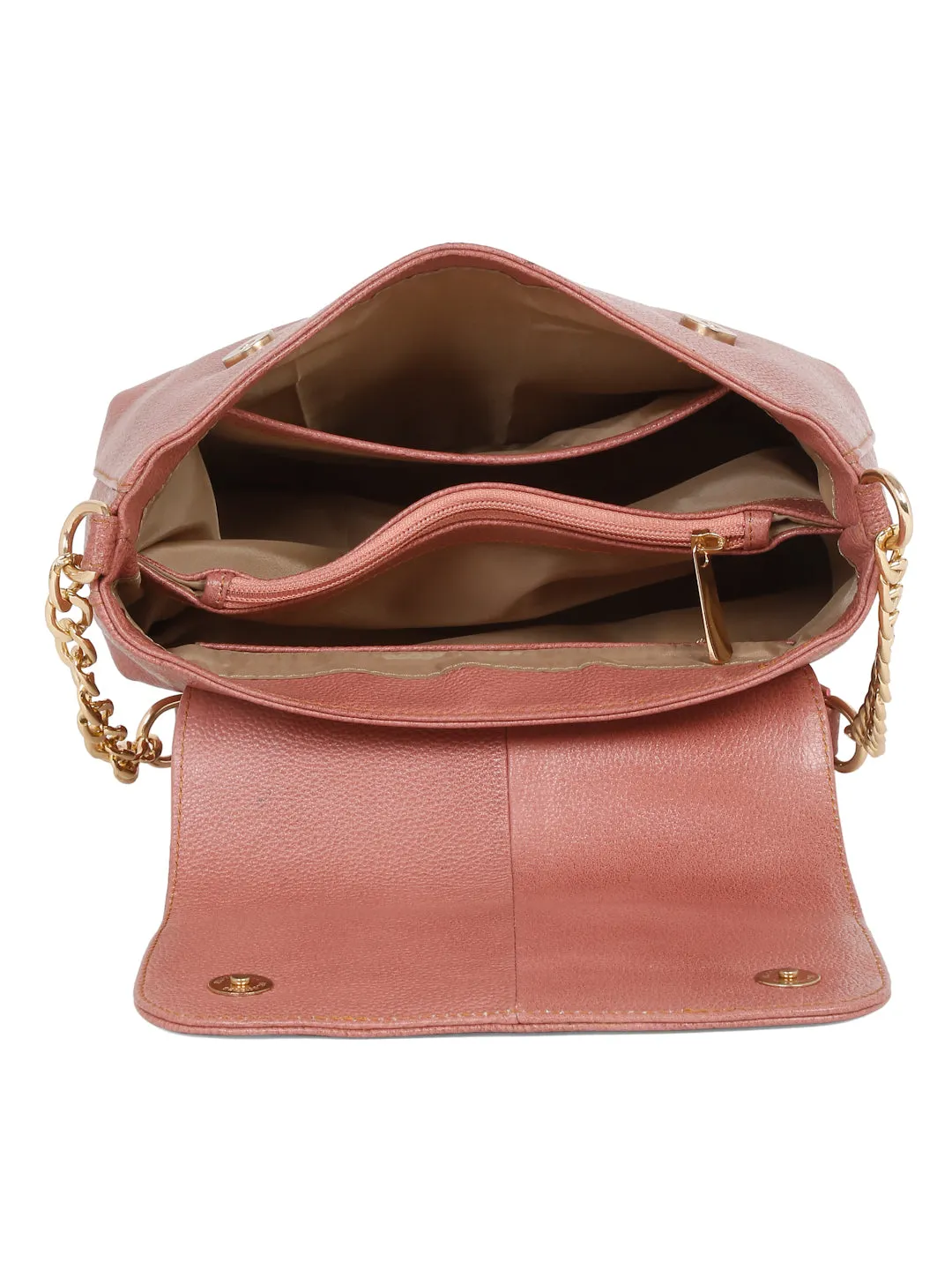Women Pink Texture Leather Sling Bag - Clearance sale