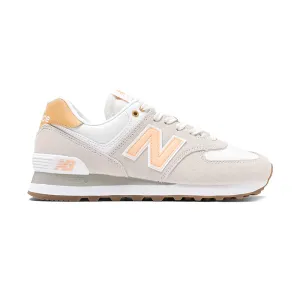 Women's 574 Timberwolf/Alpha Orange Stretch Gusseted Tongue Leather Upper