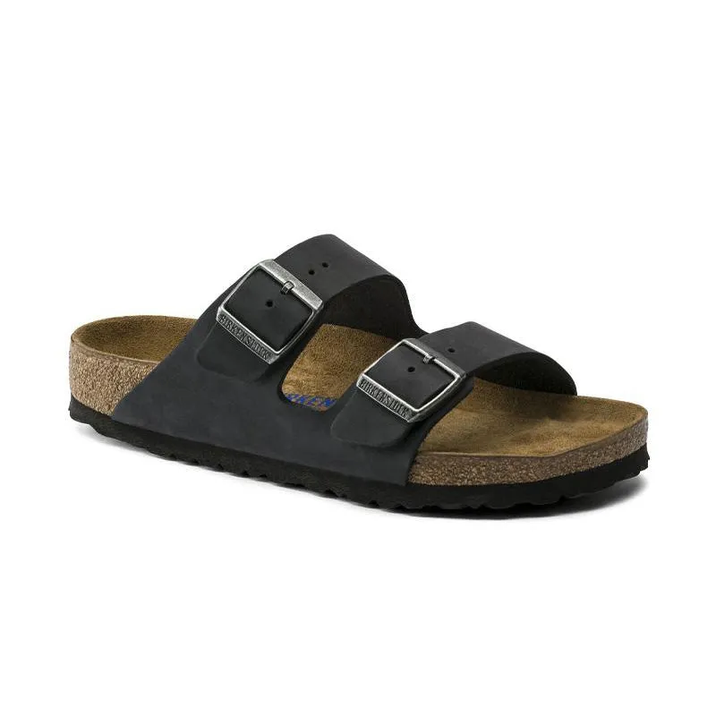 Women's Arizona Soft Footbed Black Oiled Leather Easy To Maintain Effortless Step