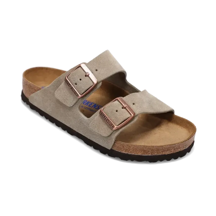 Breathable Design Slip-On Style Women's Arizona Soft Footbed Taupe Suede