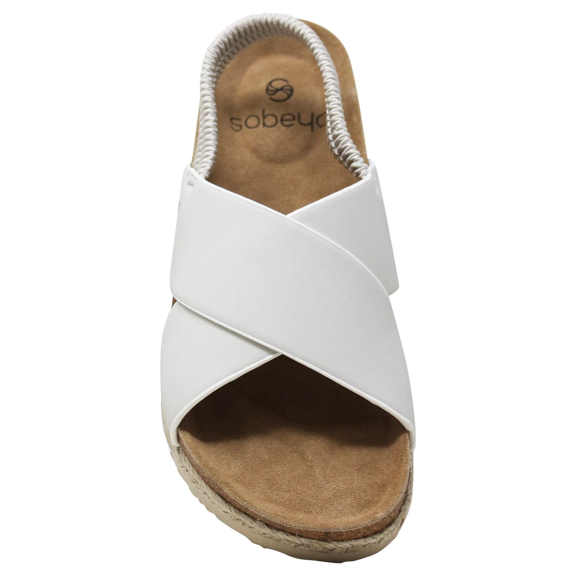 Women's Classic Criss Cross Platform Sandals Espadrilles Sling Back White