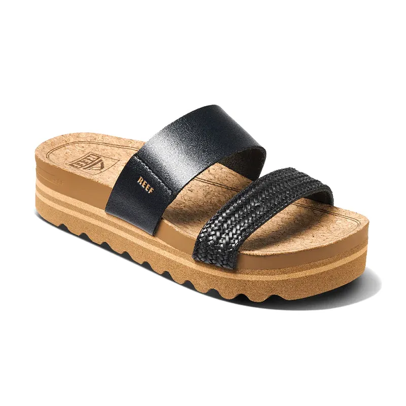 Women's Cushion Vista Hi Black Braid Modern Look Sandal Style