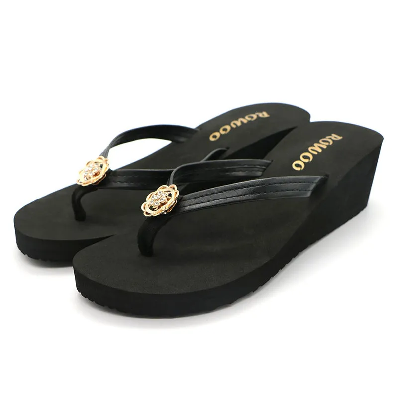 Women's Flip Flops Platform Wedge sandal Fashion Diamond High Heel