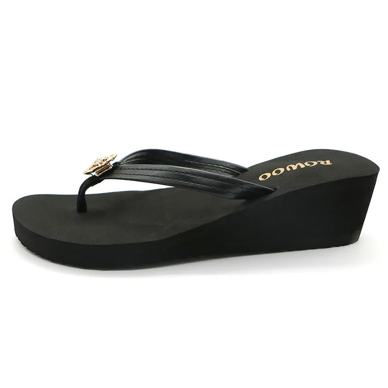 Women's Flip Flops Platform Wedge sandal Fashion Diamond High Heel