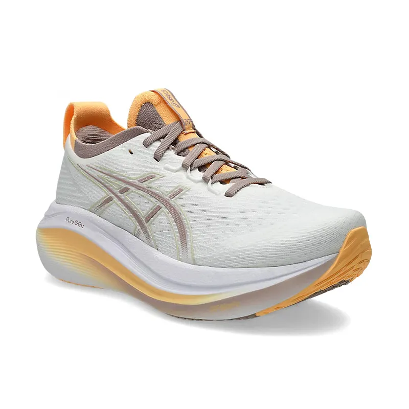 Women's Gel-Nimbus 27 White/Fawn Agility Step Energy Walk