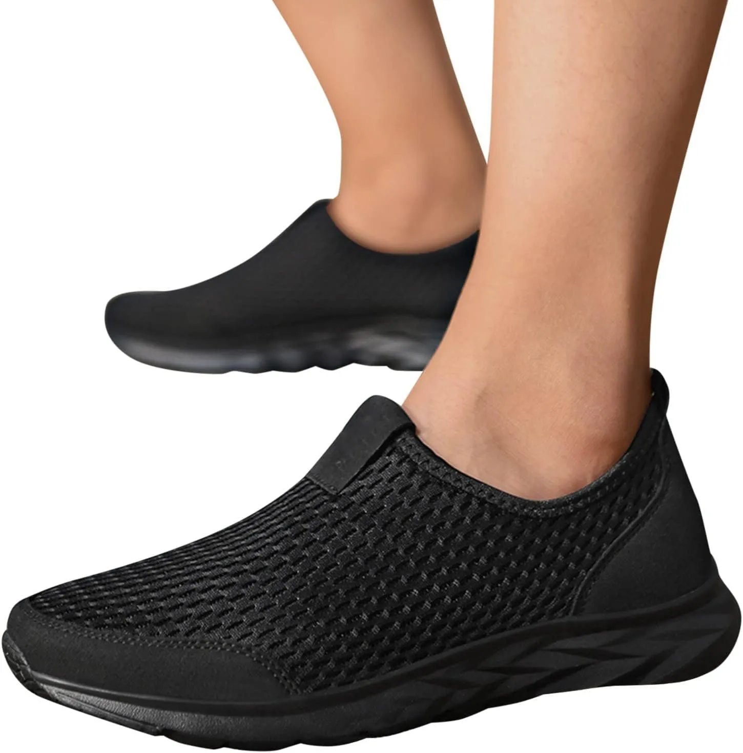 Women's Mesh Walking Sock Shoes Elastic Knit Lightweight Slip on Breathable Yoga Sneakers Casual Non Slip Low Top Tennis Shoes for Old People