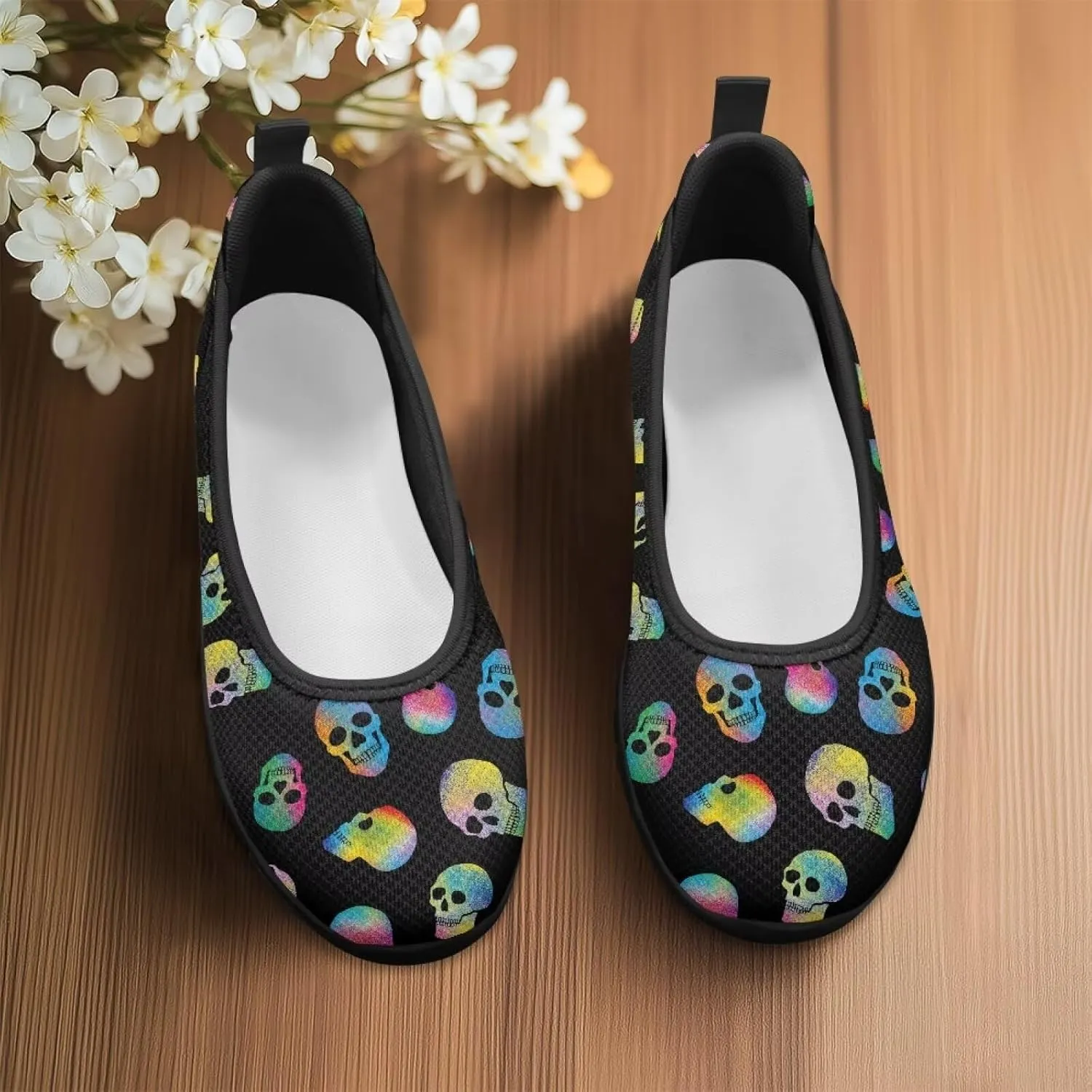 Women's Slip on Loafer Shoes Mesh Casual Ballet Flat Walking Sneakers Knit Round Toe Casual Shoes