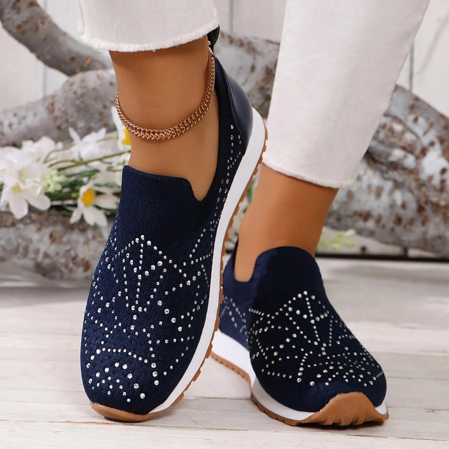 Womens Walking Shoes Slip On Casual Sneakers Breathable Mesh Shoes Casual Comfy for Mens Running
