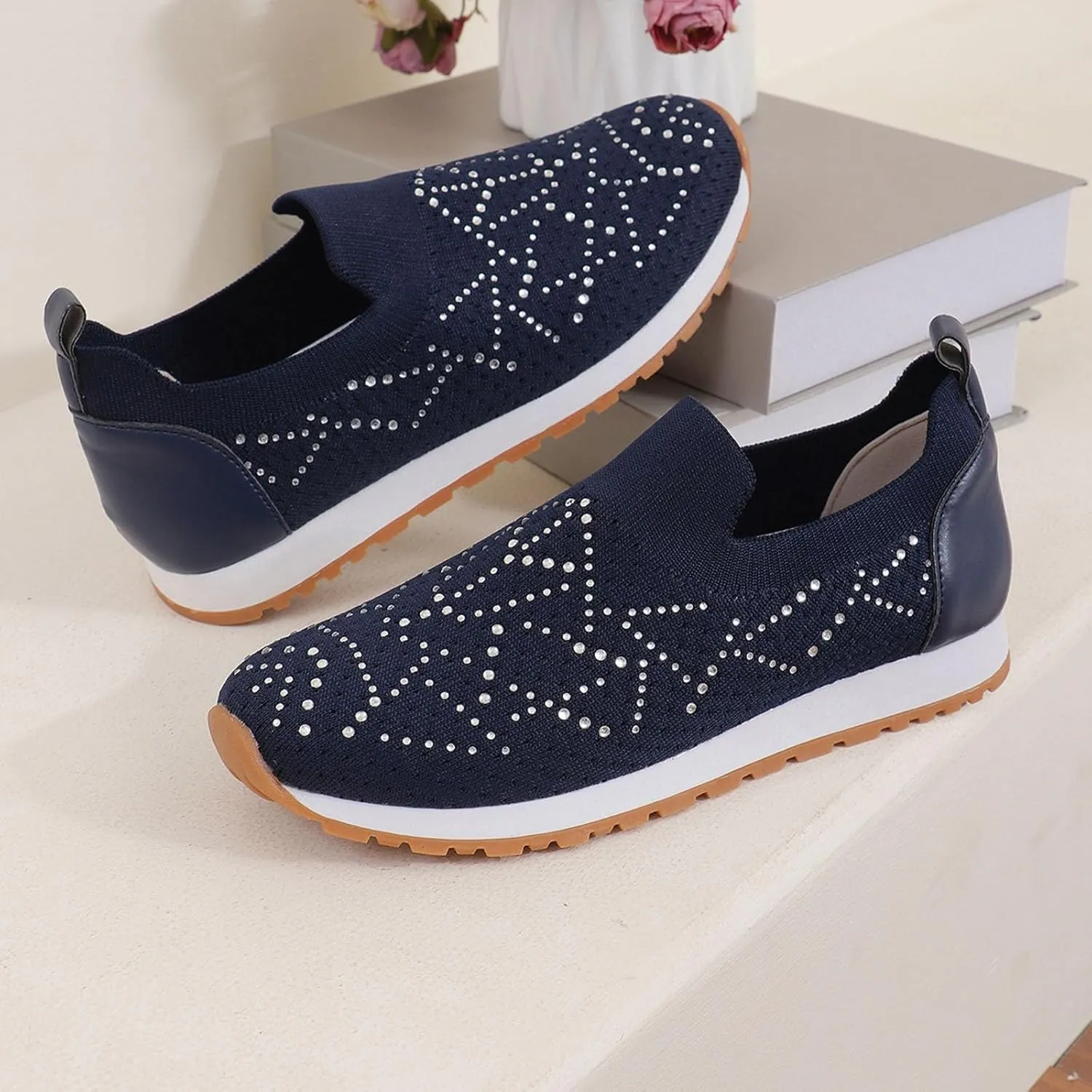 Womens Walking Shoes Slip On Casual Sneakers Breathable Mesh Shoes Casual Comfy for Mens Running