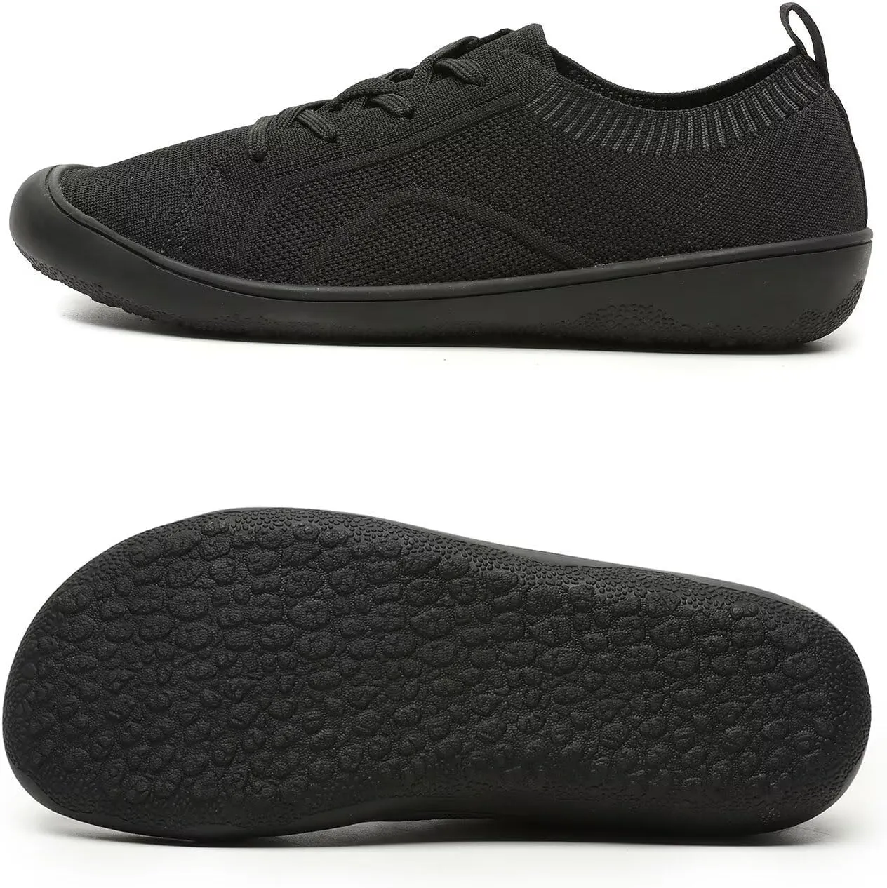 Women's Wide Toe Minimalist Barefoot Walking Shoes Comfort Low Top Knit Lace-up Sneakers Casual Outdoor Tennis Shoes