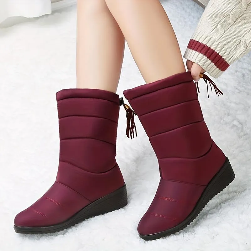 Women's Winter Snow Boots, Thermal Waterproof Boots For Women, Non Slip Mid Calf Boots