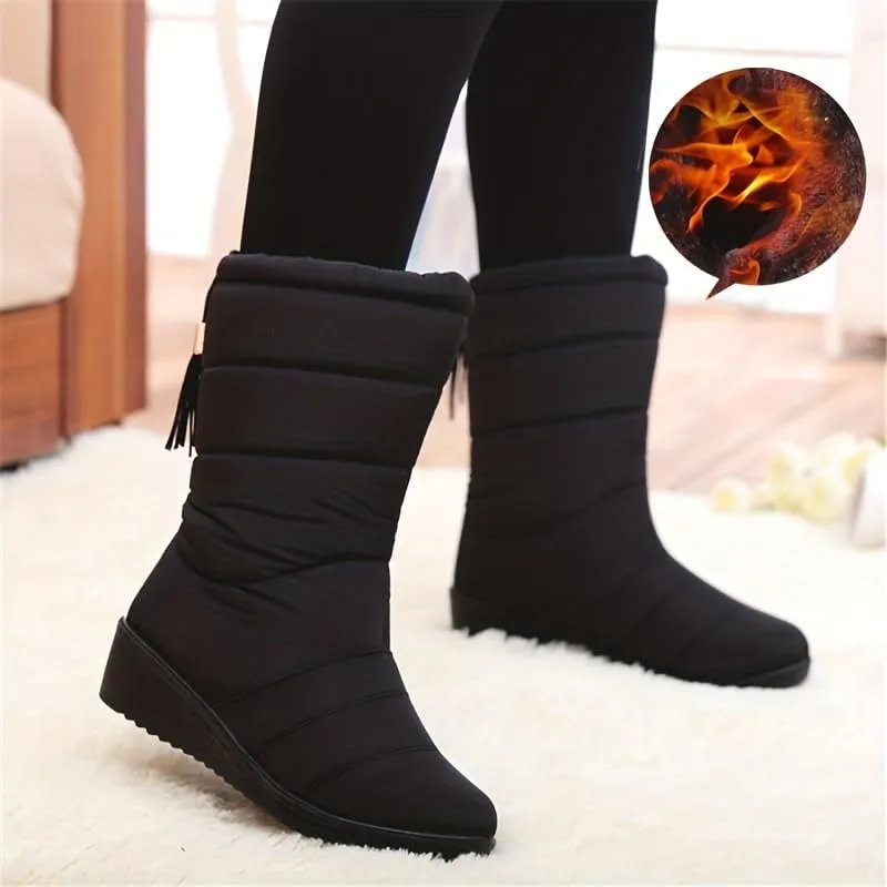 Women's Winter Snow Boots, Thermal Waterproof Boots For Women, Non Slip Mid Calf Boots