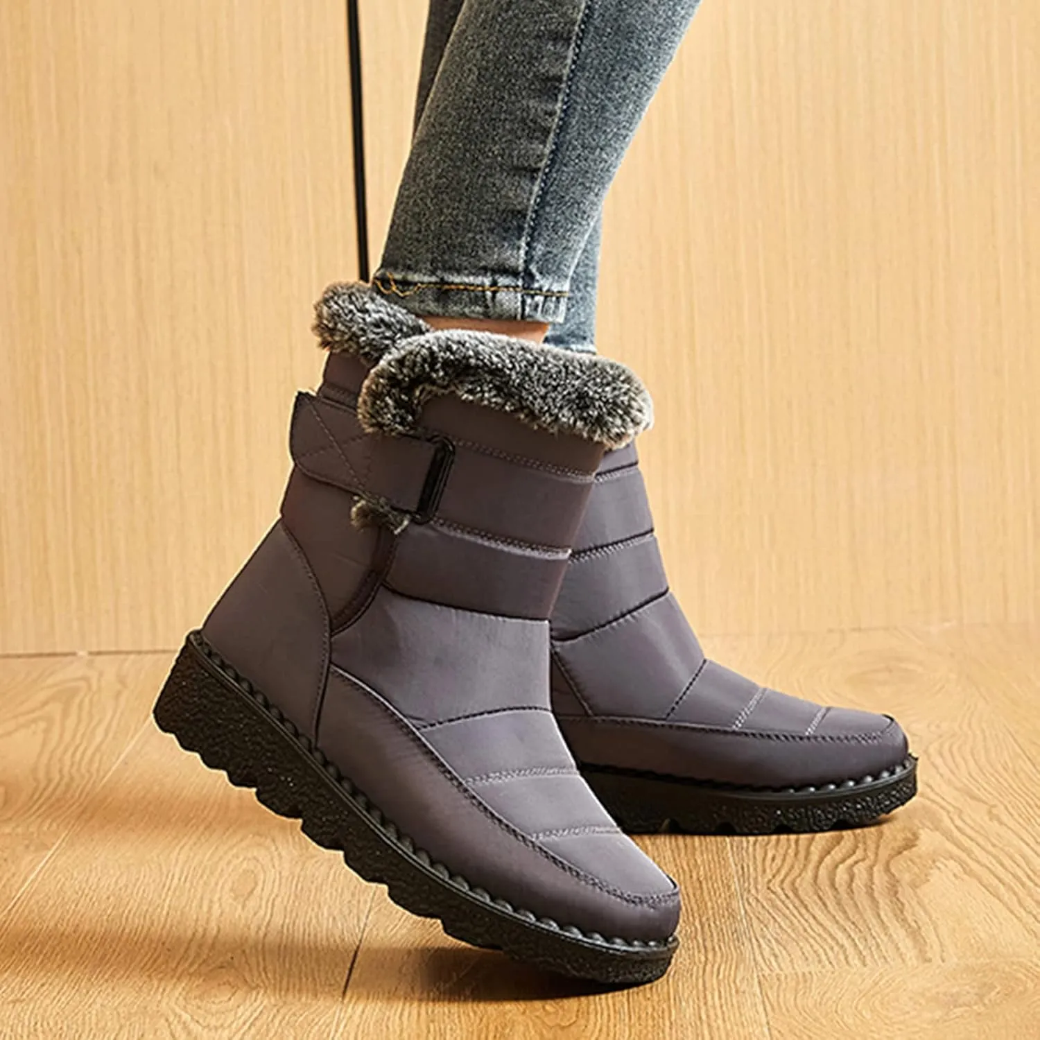 Womens Winter Snow Boots With Warm Fu Lined Comfortable Booties Non Slip aterproof Outdoor Shoes Walking Shoes
