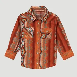 Wrangler Baby & Toddler Boy's Checotah L/S Western Snap Shirt in Southwestern Rust