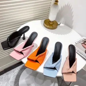 Wrap Square Open Toe Heels