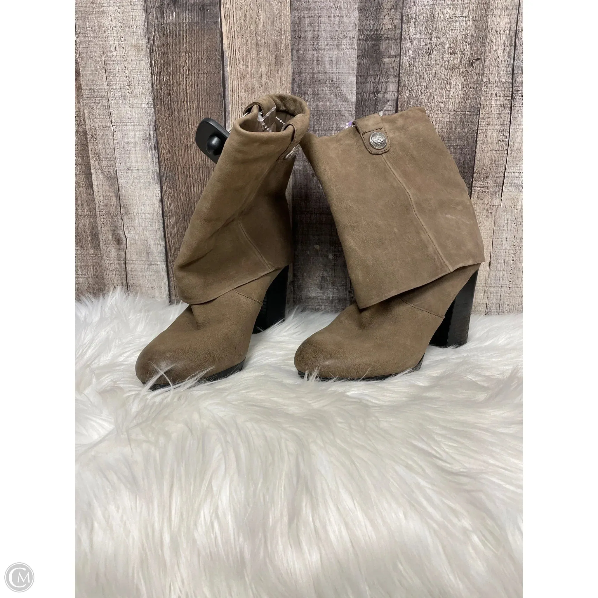 Season Layer Everyday Pick Boots Mid-calf Heels By Vince Camuto In Taupe, Size: 7