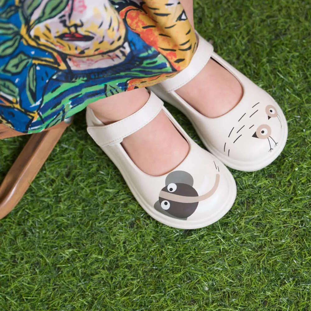 Zoo Animals Girls White Mary Jane Shoes