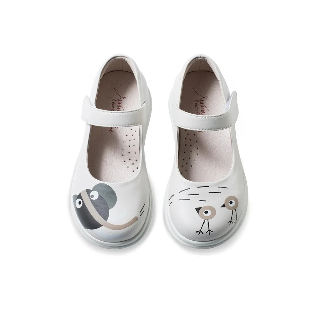 Zoo Animals Girls White Mary Jane Shoes